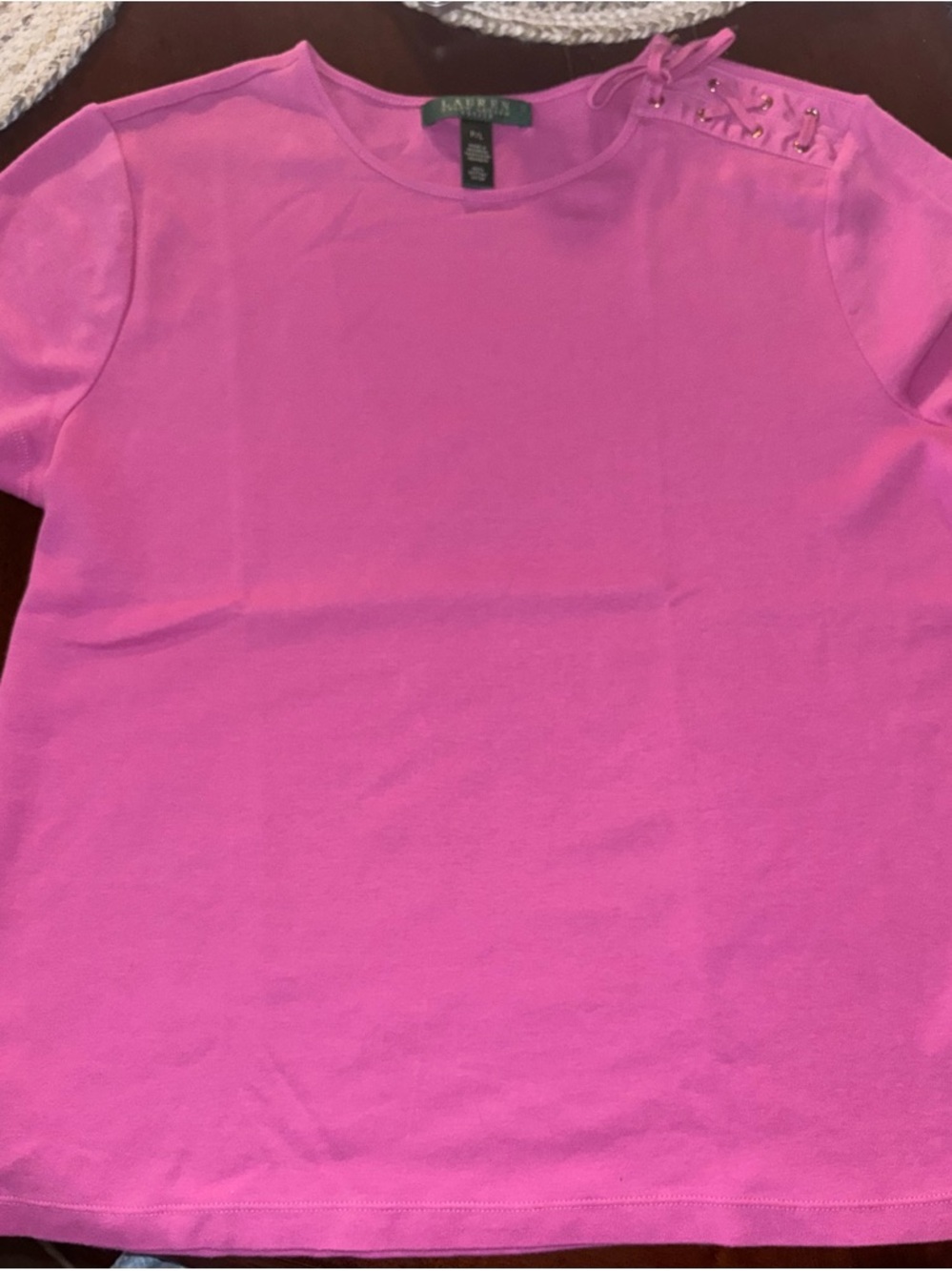 Ralph Lauren Hot Pink Short Sleeve Tee with Shoulder Studs